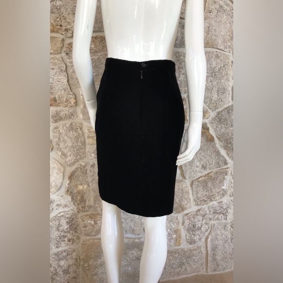 Vintage 1990s Calvin Klein Super Soft Black Velvet Skirt Suit Minimalist Classic - Picture 7 of 16